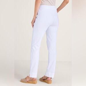 Soft Surroundings Relaxed Leggings White Cotton Classic Pull On Elastic Waist l